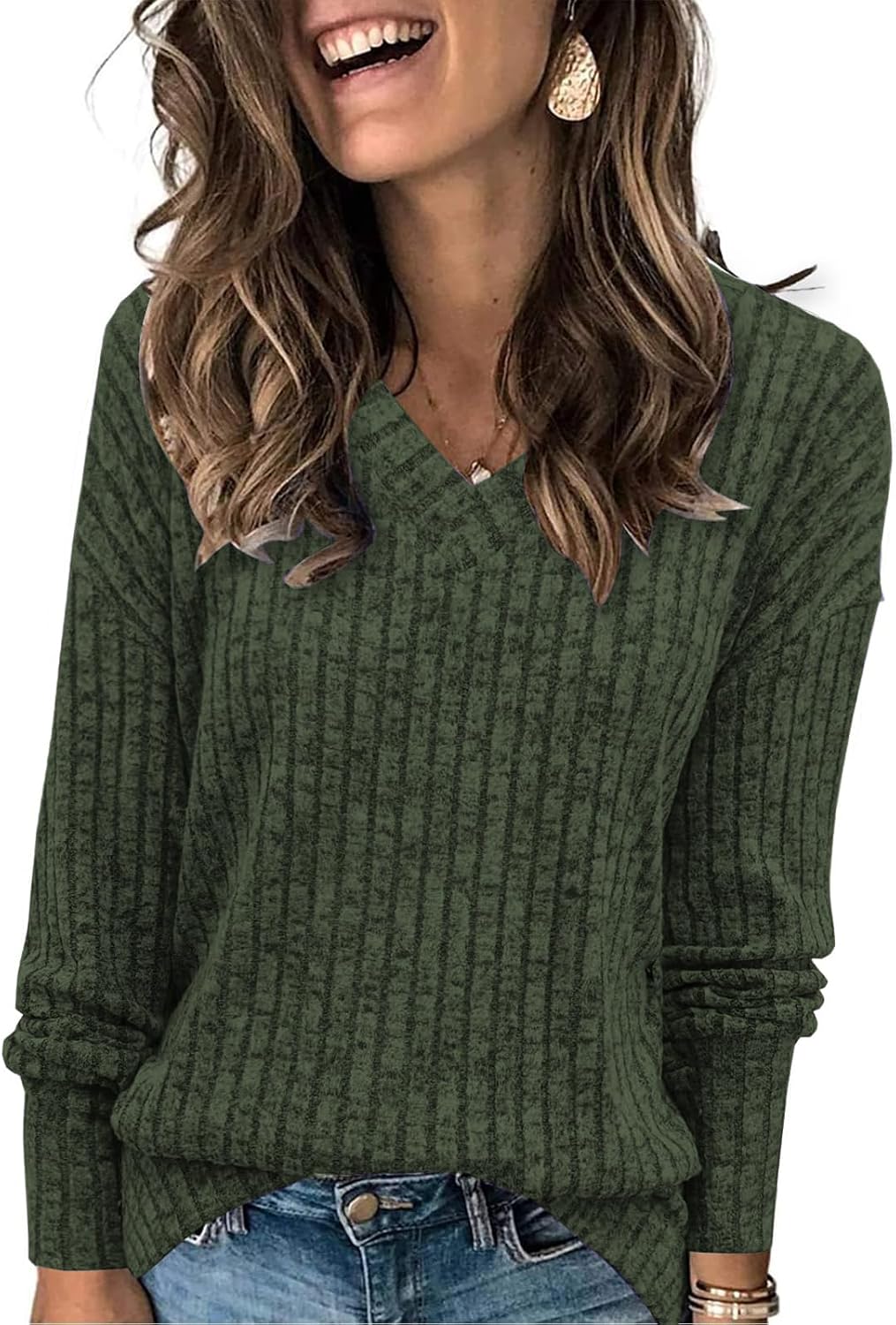 Thumbnail 6 de Famulily Damen-Pullover mit V-Ausschnitt, Langarmstrick – vielseitig & bequem