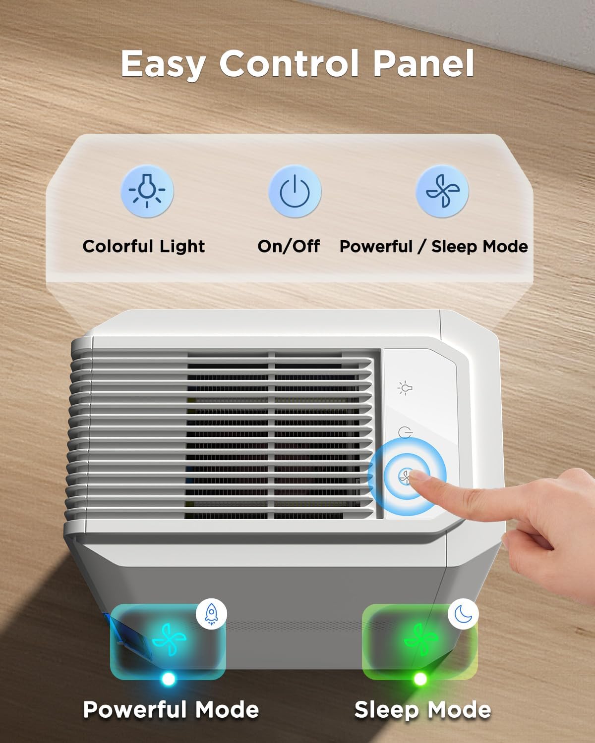 Detalle 2 de EasyAcc Bathroom Dehumidifier: 1300ml/Day, 15°C Operation, 2L Tank, 85W, Ultra Quiet