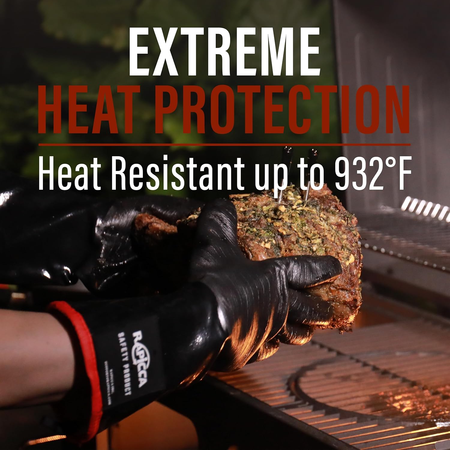 Detalle de RAPICCA BBQ gloves 14in 932℉ heat resistant