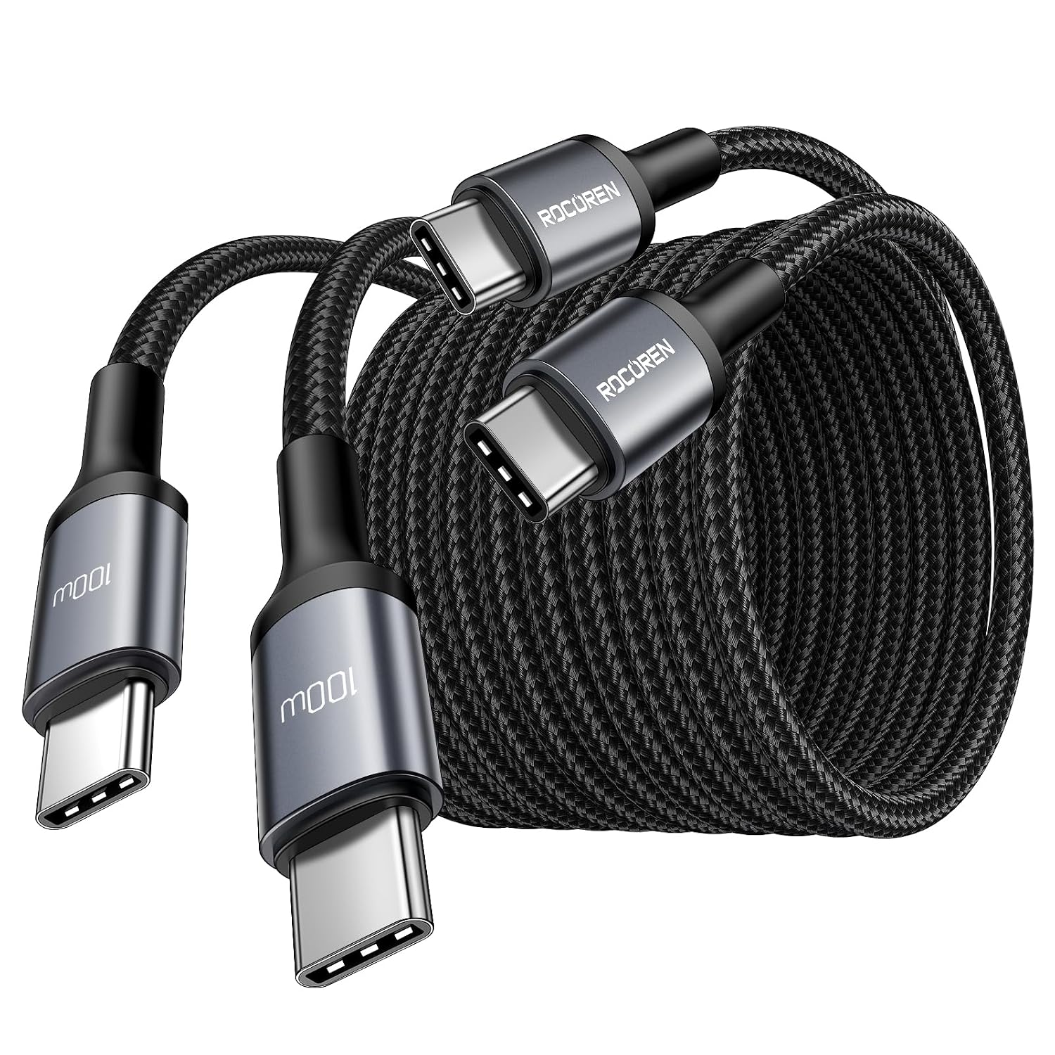 Detalle de Rocoren USB-C 100 W, 2 plecione kable 2 m do ładowania i transmisji danych