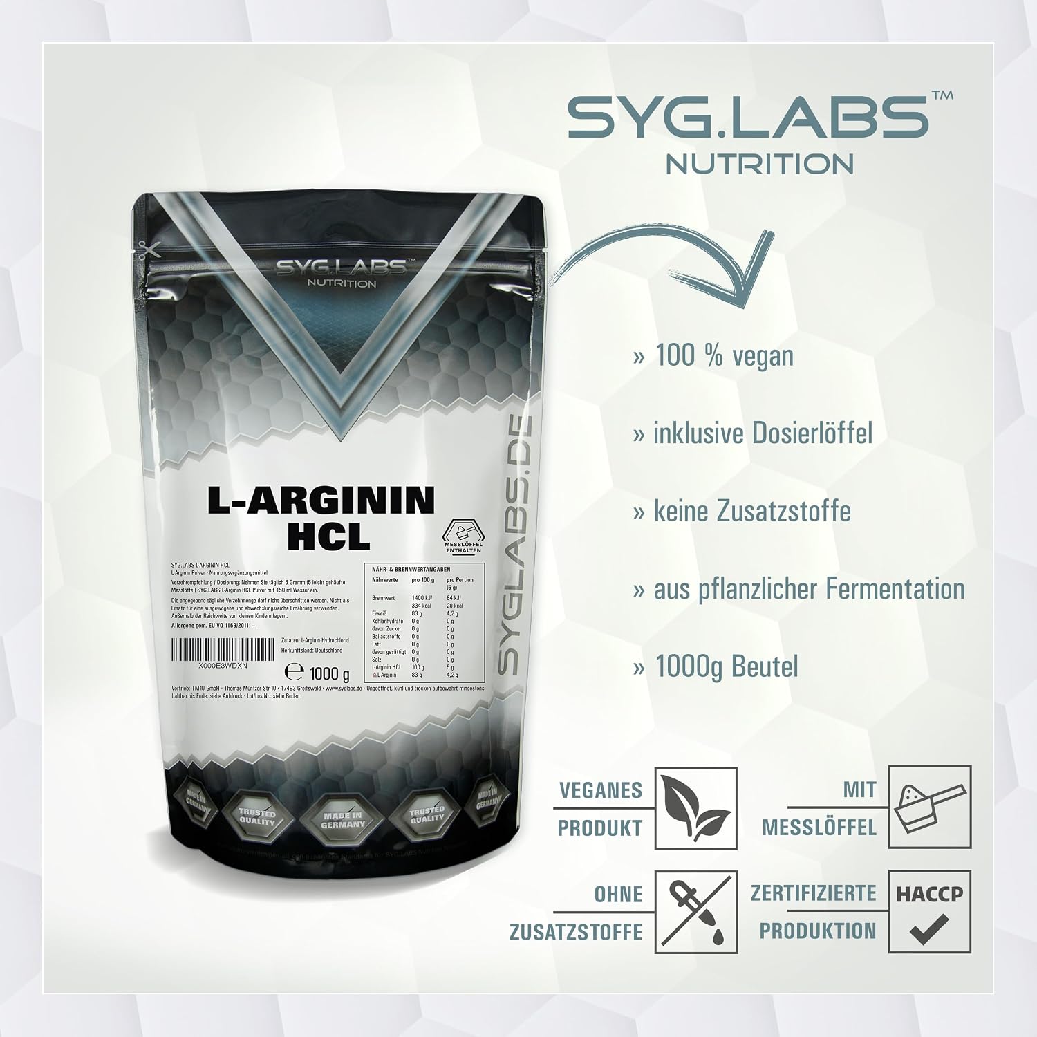 Thumbnail 4 de L-Arginin HCL 1000 g Pulver đź’Š