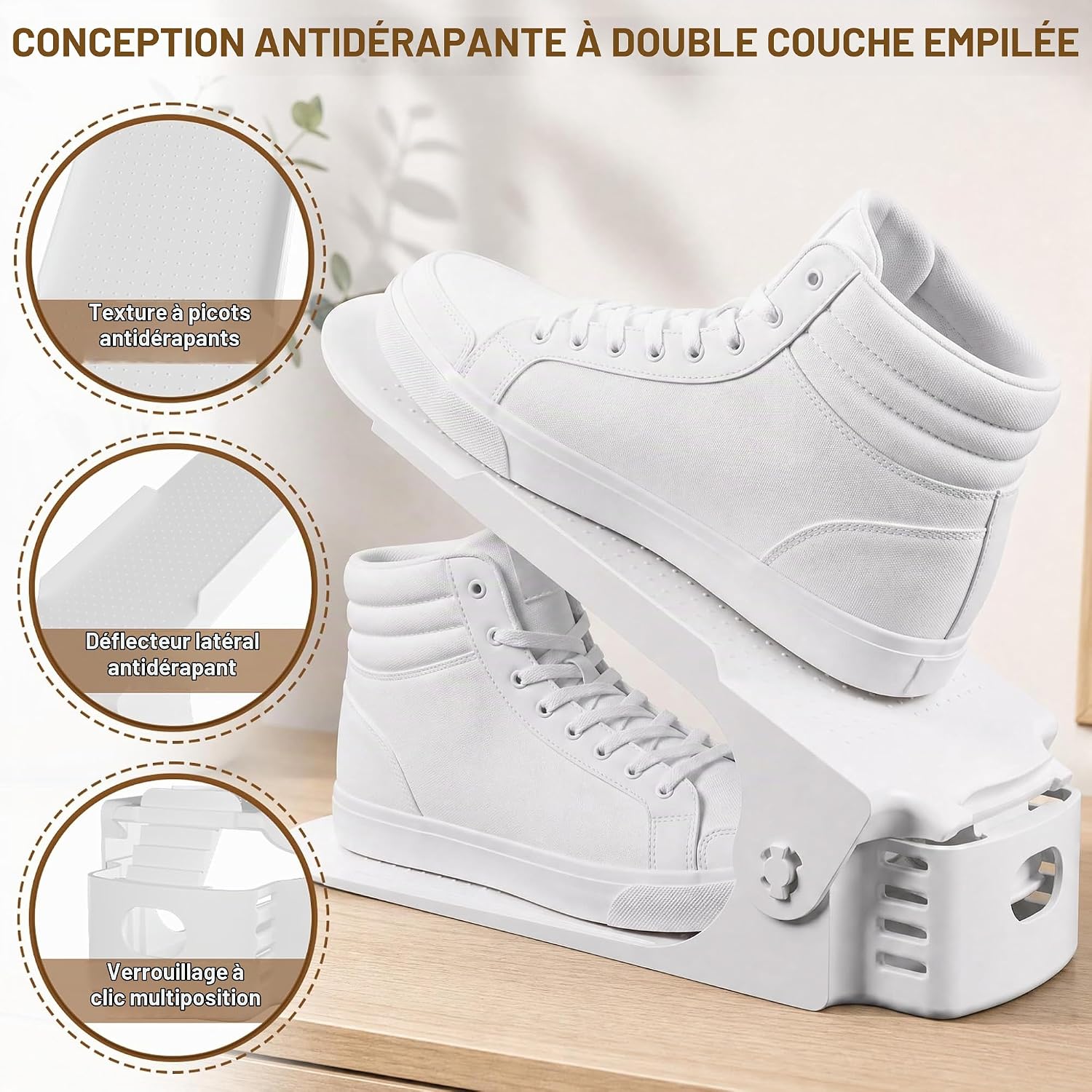 Detalle de UISEBRT HKDY-UIS-(JJ09002WH) schoenenorganizers, set van 30, verstelbaar en antislip