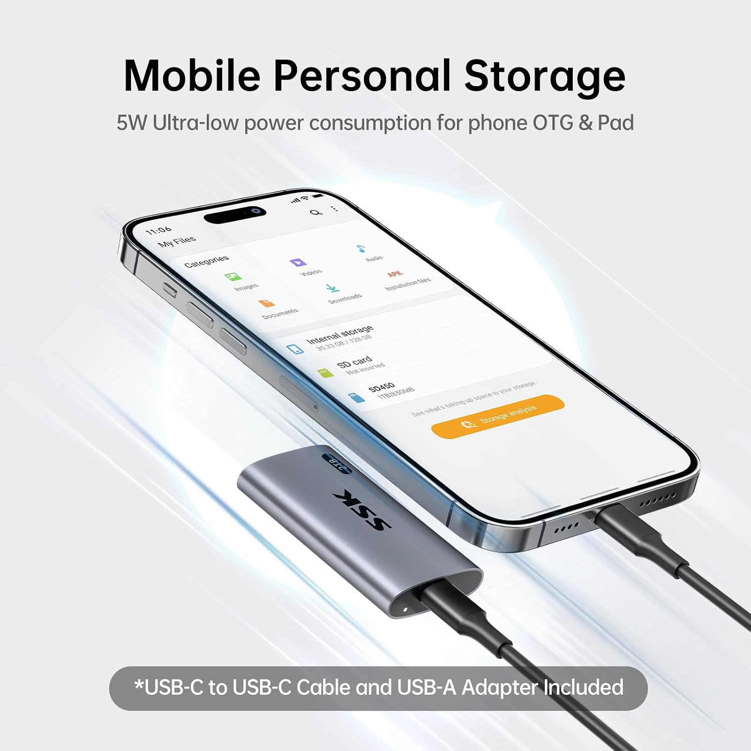 Thumbnail 2 de SSK 2TB Portable SSD External Drive — USB 3.2 Gen2, up to 550MB/s