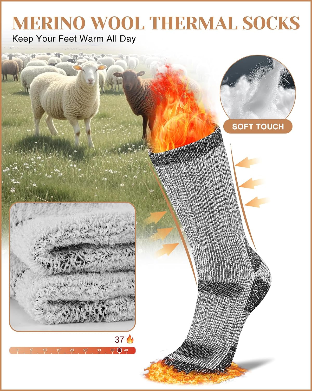 Detalle de SukModen Thermal Socks, 80% Merino Wool