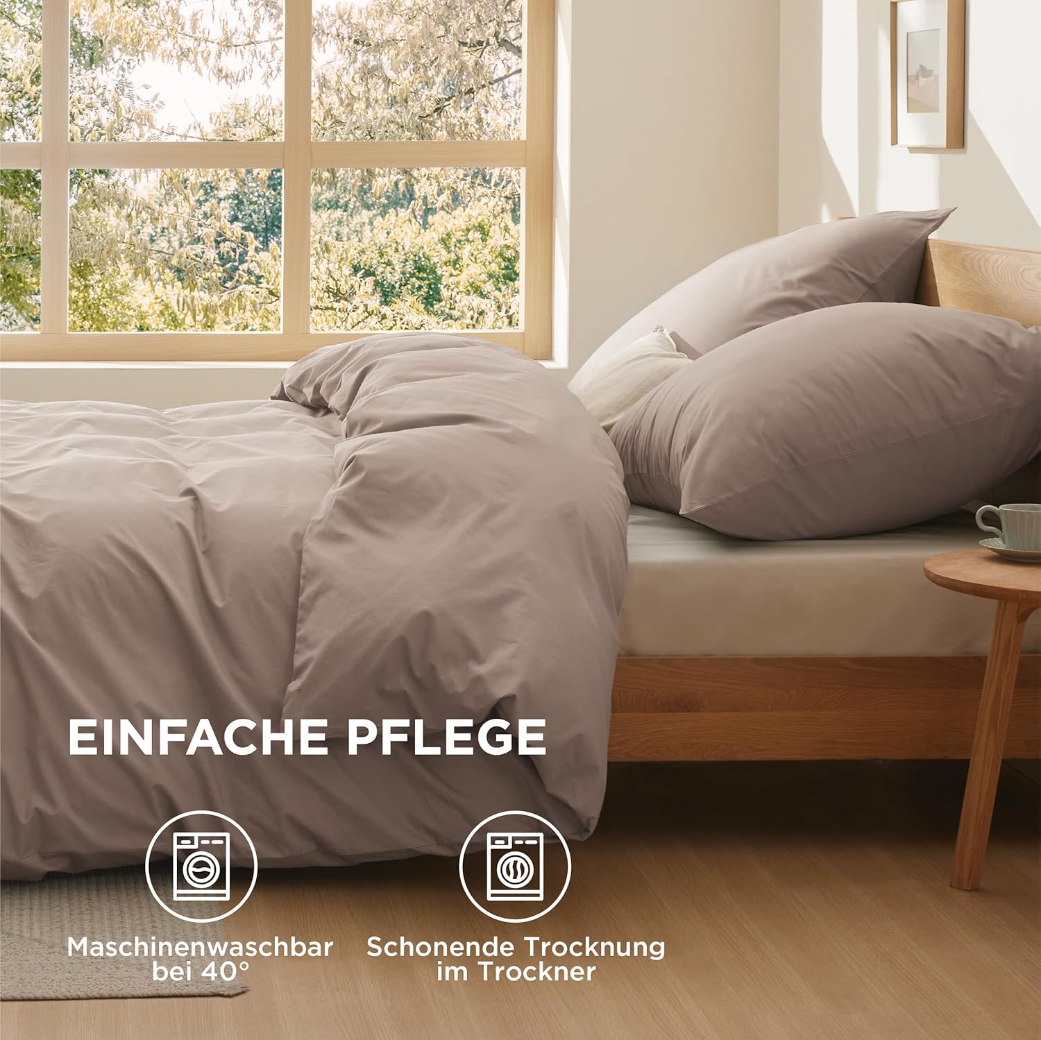 Thumbnail 6 de BEDSURE Bettwäsche 220x240 Baumwolle Khaki – 3-teiliges Set mit Reißverschluss, OEKO-TEX zertifiziert