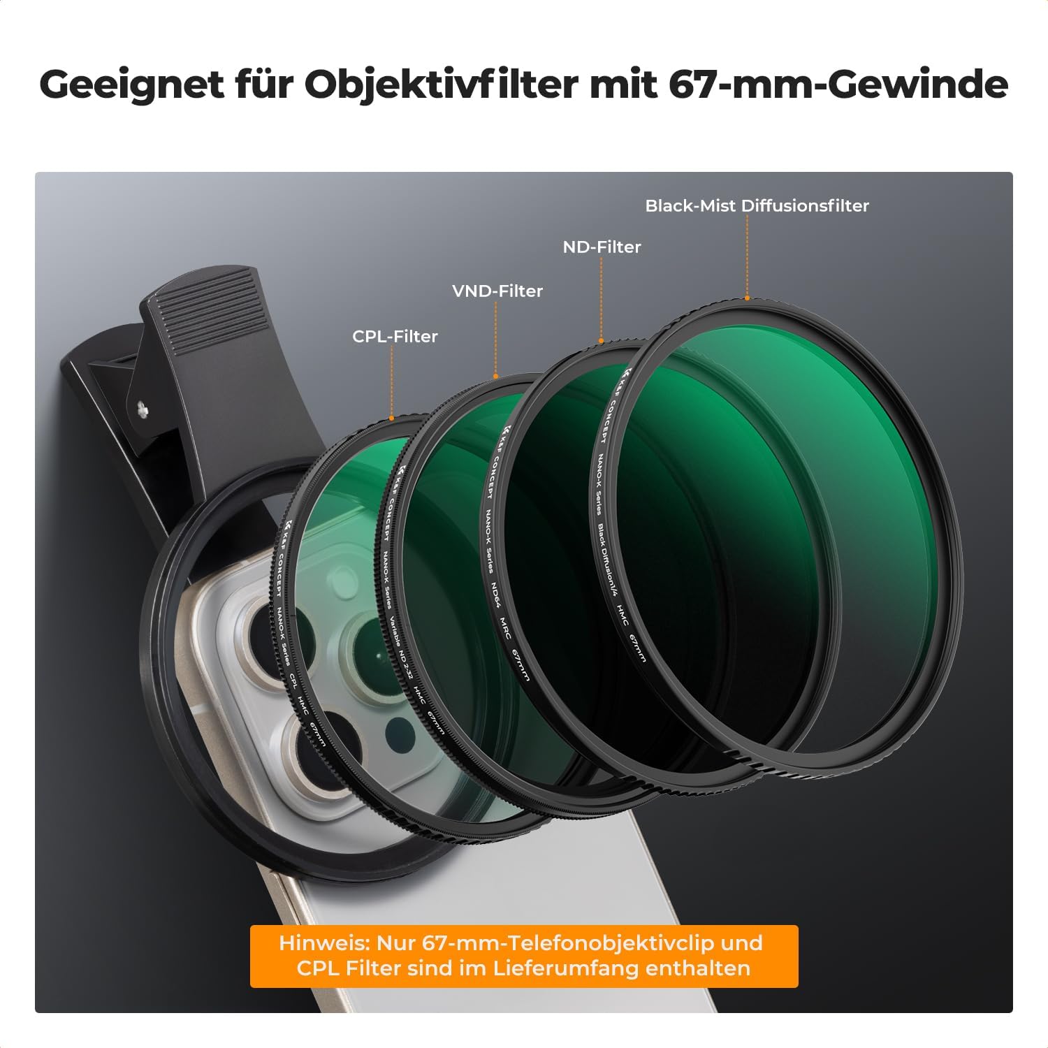 Thumbnail 3 de K&F CONCEPT K-Serie 67mm CPL Filter