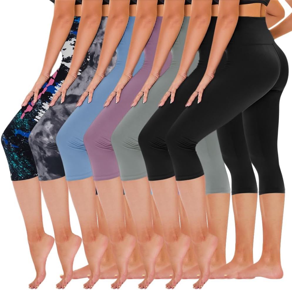 Thumbnail 5 de TNNZEET 7-Pack High-Waisted Yoga Leggings with Pockets (Full Length & Capri) for Women