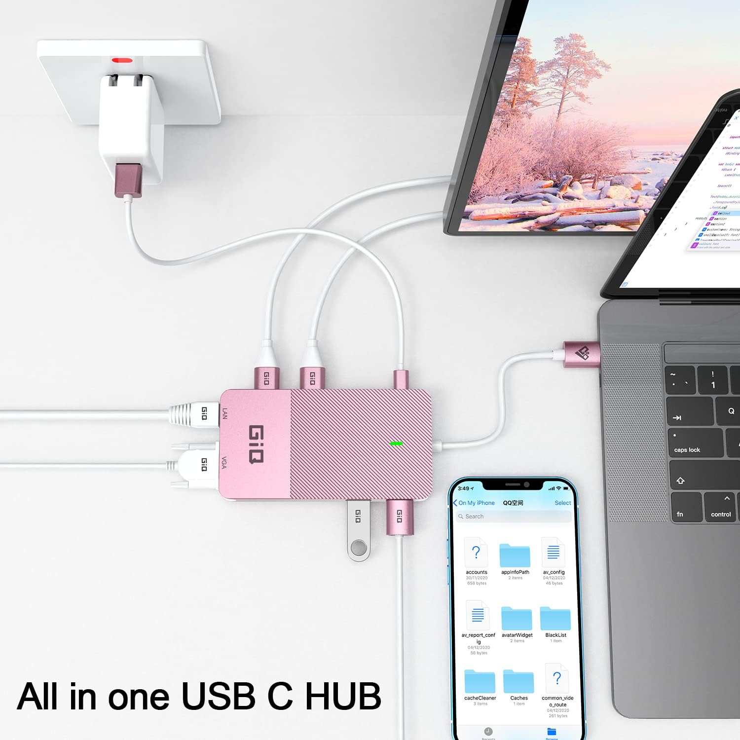 Thumbnail 2 de GIQ USB C HUB Docking Station: Multi‑Schermo e Rete per MacBook e Notebook compatibili