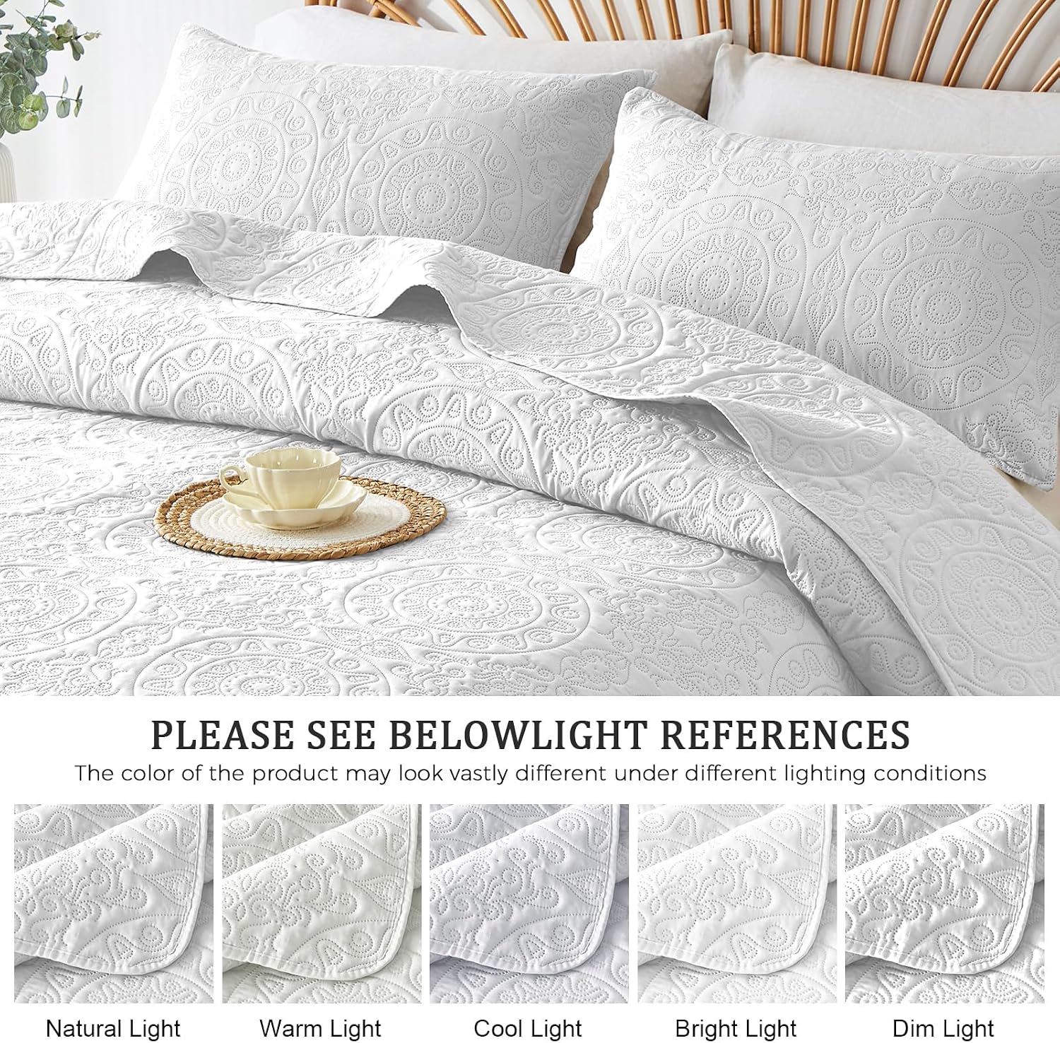 Detalle 2 de WURUIBO White Quilt Set King/Cal King