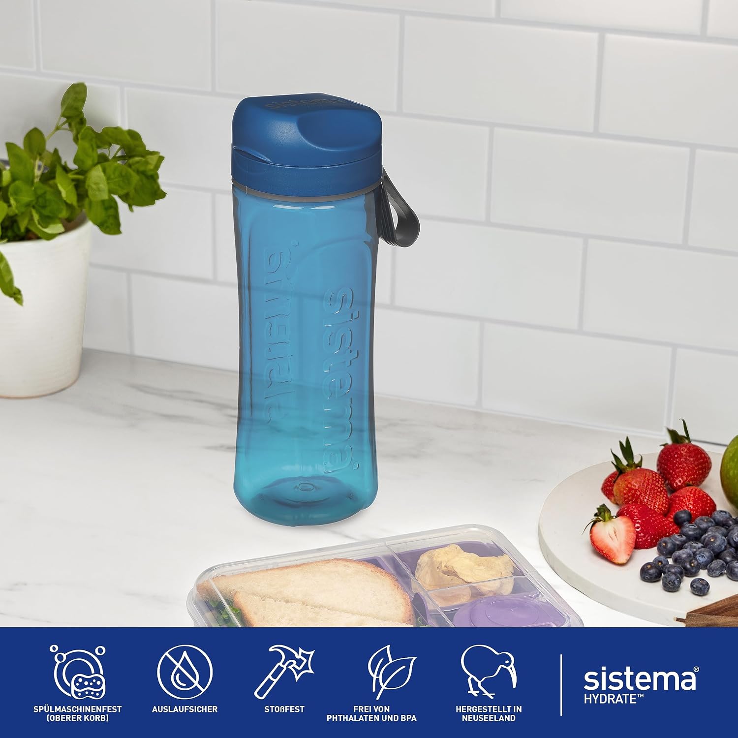 Detalle de Sistema Hydrate Tritan Swift Wasserflasche – 600 ml, 2er Set, auslaufsicher, BPA-frei