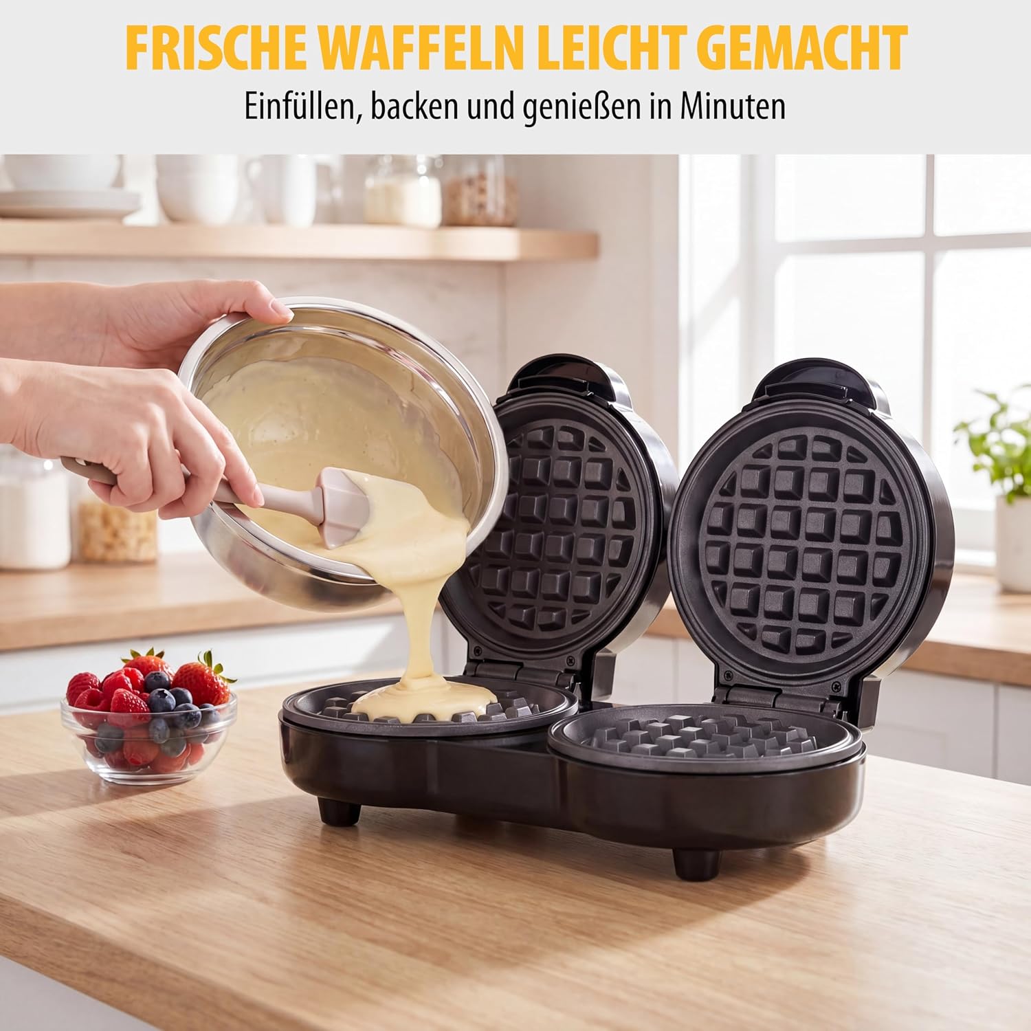 Detalle de Tristar Doppel-Mini-Waffeleisen WF-2115 – 2 Waffeln pro Durchgang, 1100 W Leistung