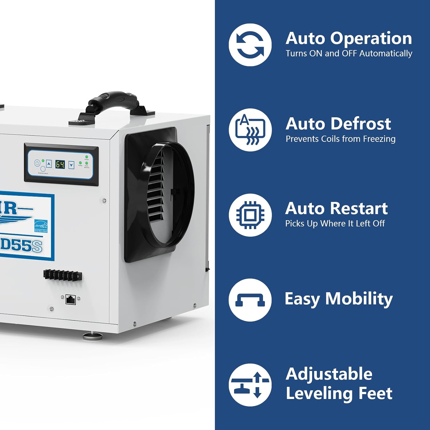 Detalle de ALORAIR Sentinel HD55S-White Commercial Crawl Space Dehumidifier, 120 PPD
