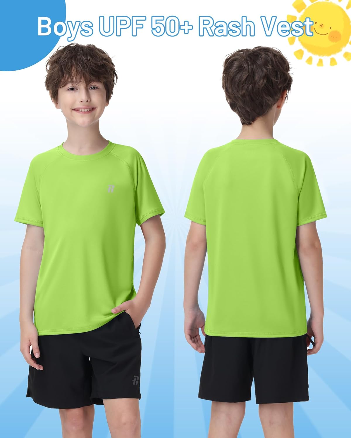 Detalle 2 de Runhit Kids Rash Vest Short Sleeve with UPF 50+ Sun Protection