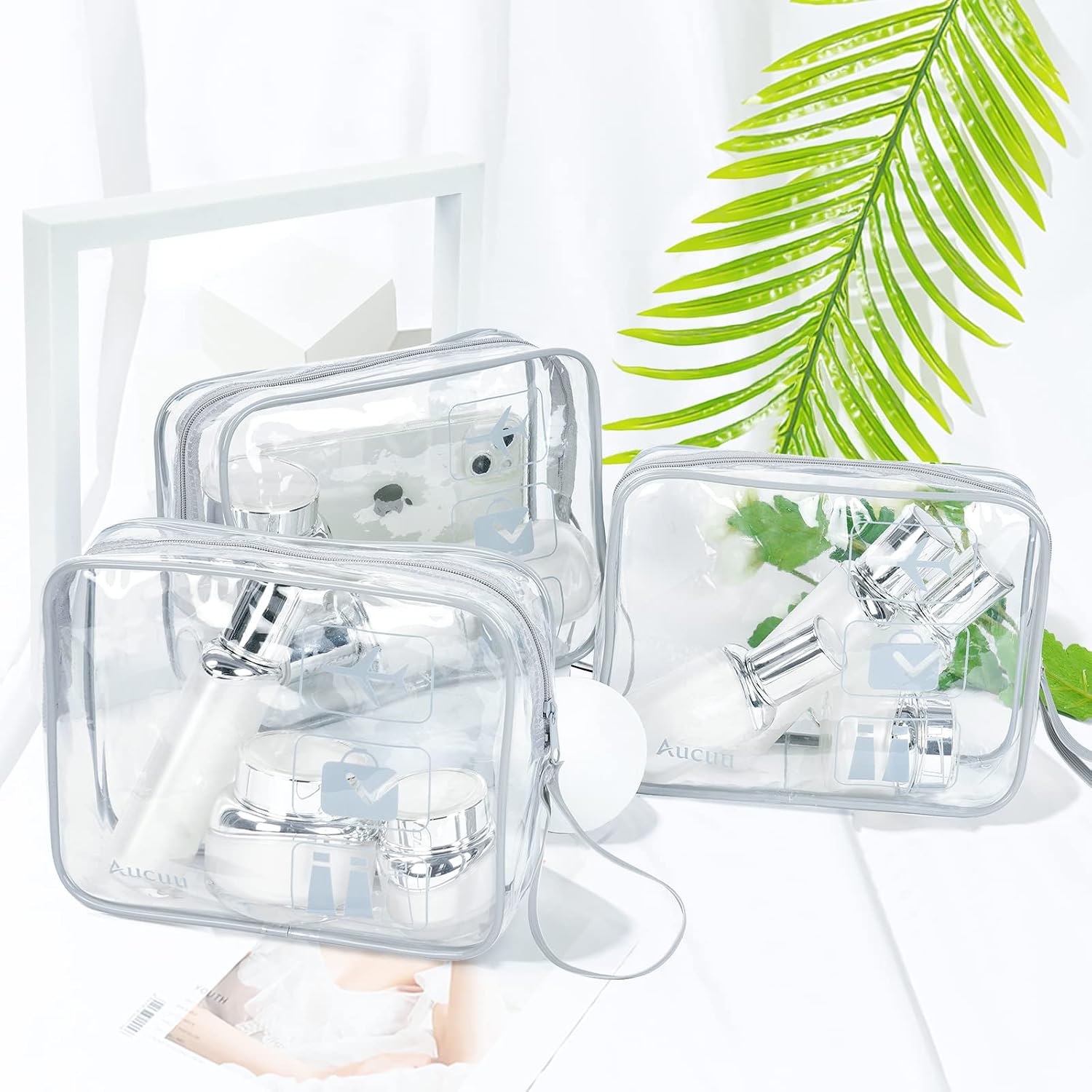 Detalle 2 de Aucuu 3 PCS Neceser de Aseo ✈️ Portátil y Transparente