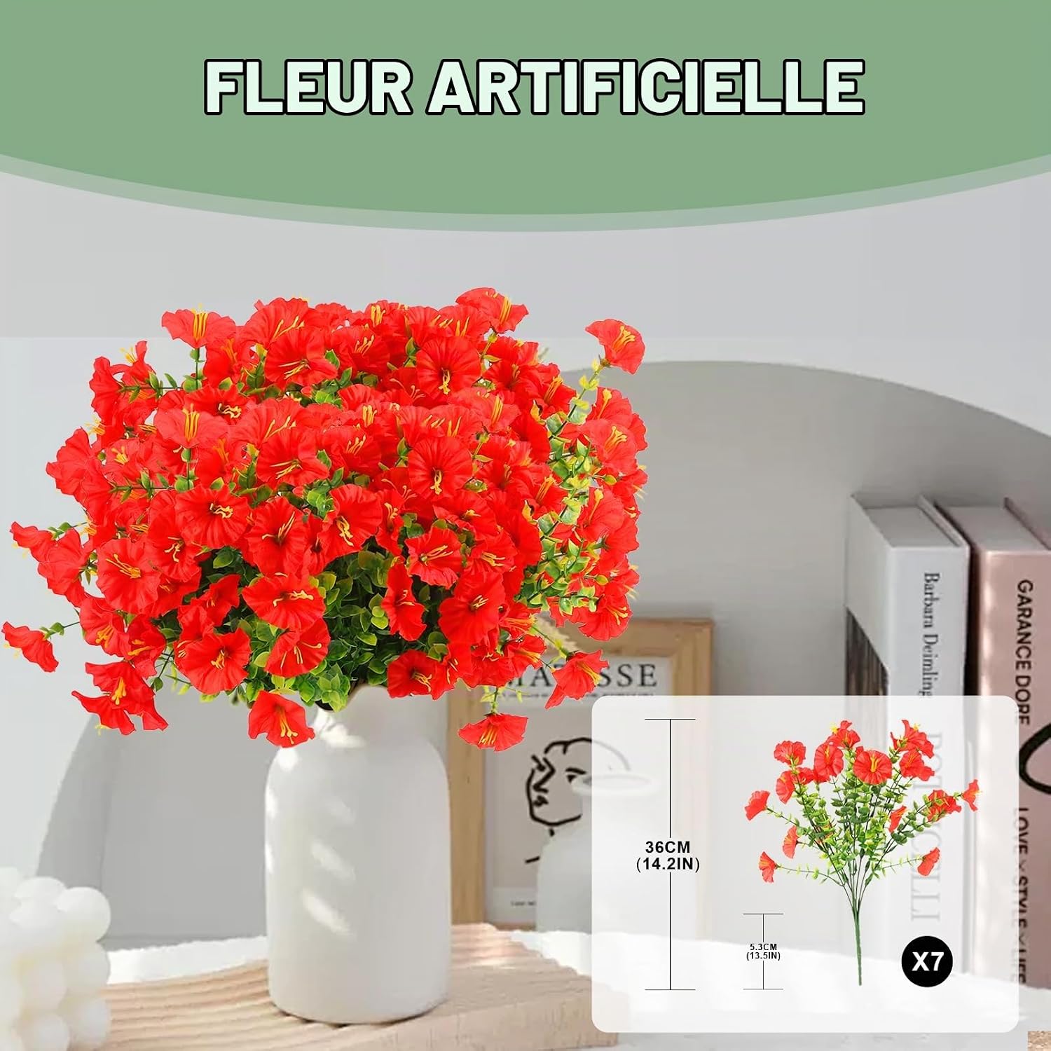 Thumbnail 1 de msymsyu MSY-002-06 kunstpetunia’s, rood, 36 cm, set van 7