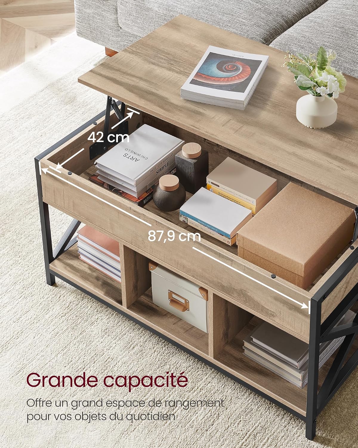 Thumbnail 5 de VASAGLE LCT202B50 table relevable 50×100 cm