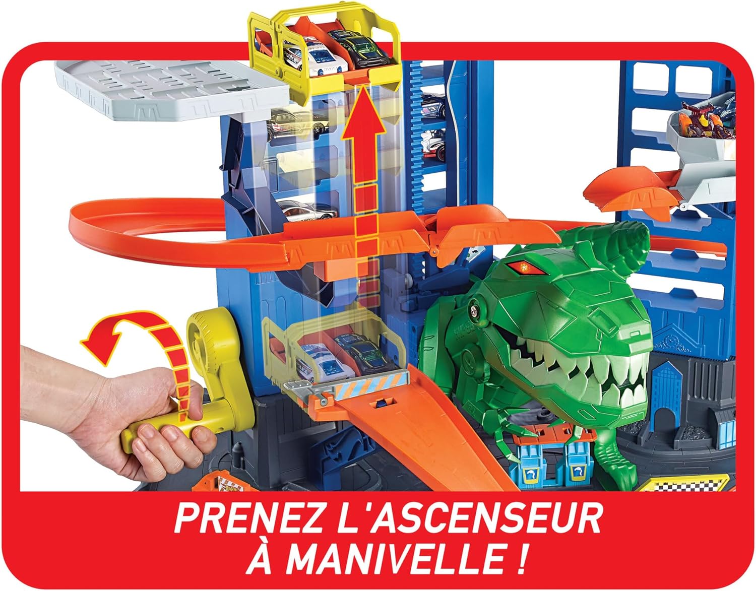 Thumbnail 3 de Hot Wheels Ultimate Garage City Vs Robo Beasts – Garage géant avec piste multi-niveaux et T-Rex robot (GJL14)