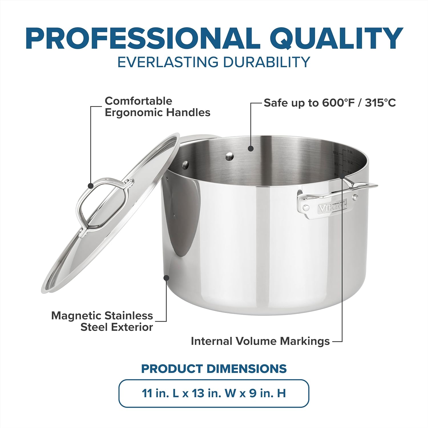 Thumbnail 4 de Viking 3-Ply Stainless Steel Stock Pot (12 Quart) with Lid