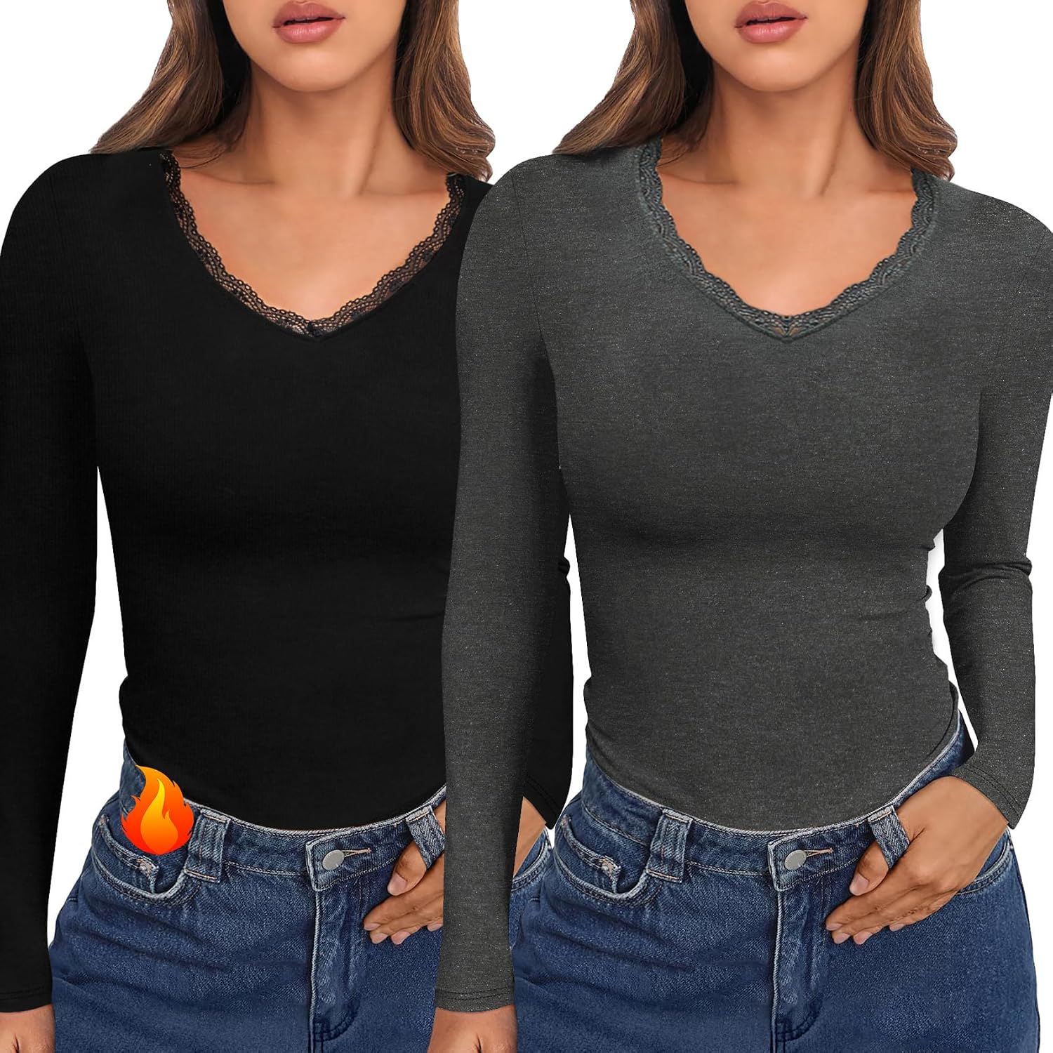 Thumbnail 6 de Crewhpo Womens Thermal Tops Long Sleeve Base Layer