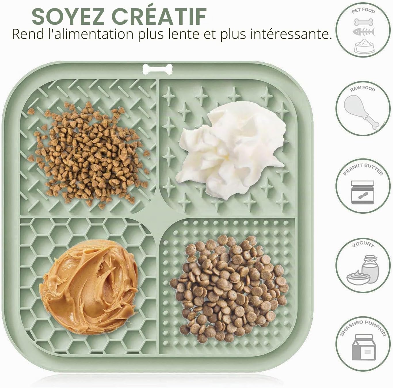 Detalle de Tapis à lécher Zonopy pour chiens et chats avec ventouses – alimentation lente et distraction efficace