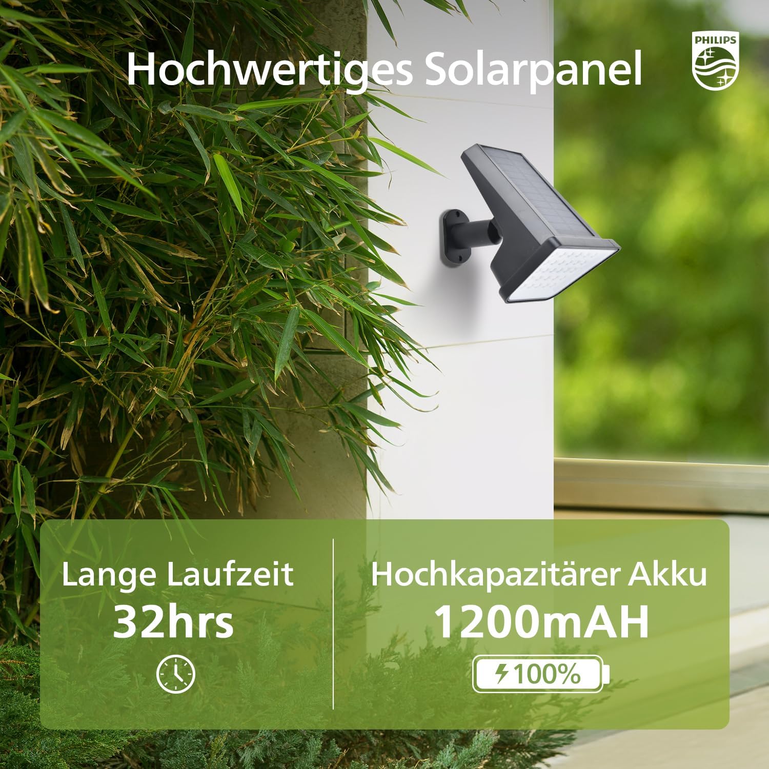 Thumbnail 3 de Philips 2 Stück Solarstrahler für Außen – 28 LEDs, 7500K, dusk-to-dawn, wasserdicht