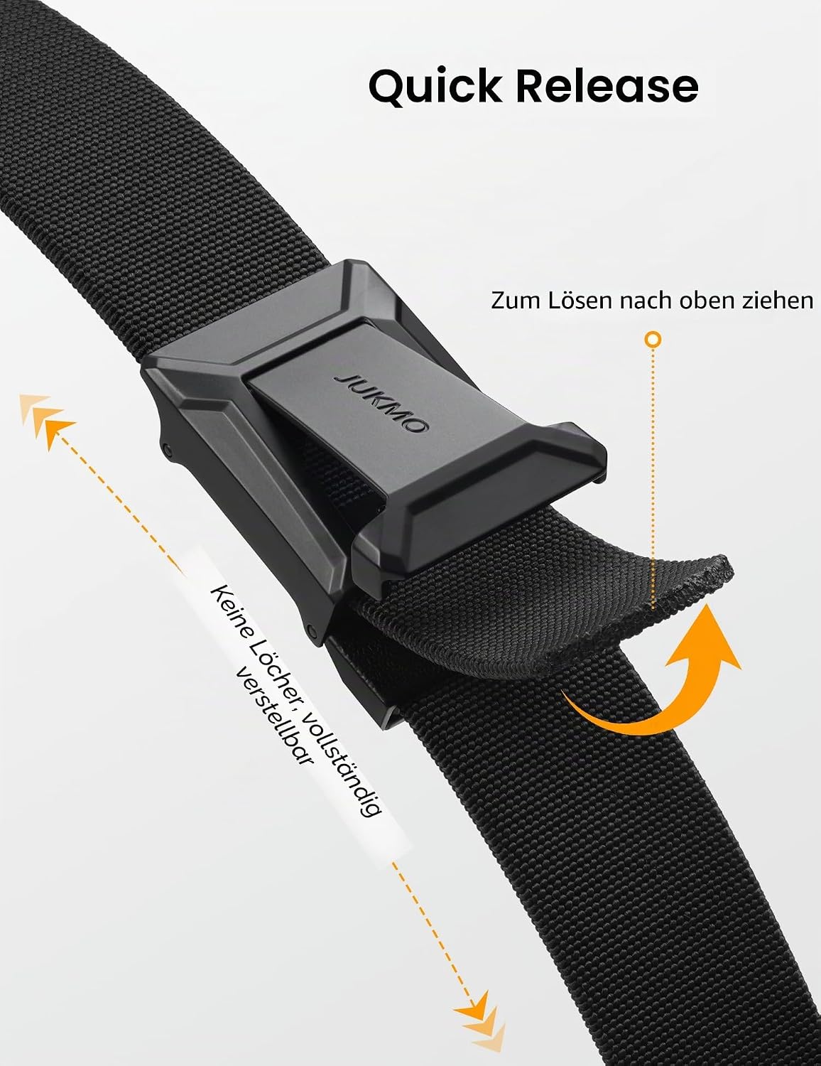 Detalle de JUKMO Taktischer Stretchgürtel für Männer – 3,8 cm Nylon-Web Ratsche Schnellspanner in Geschenkbox