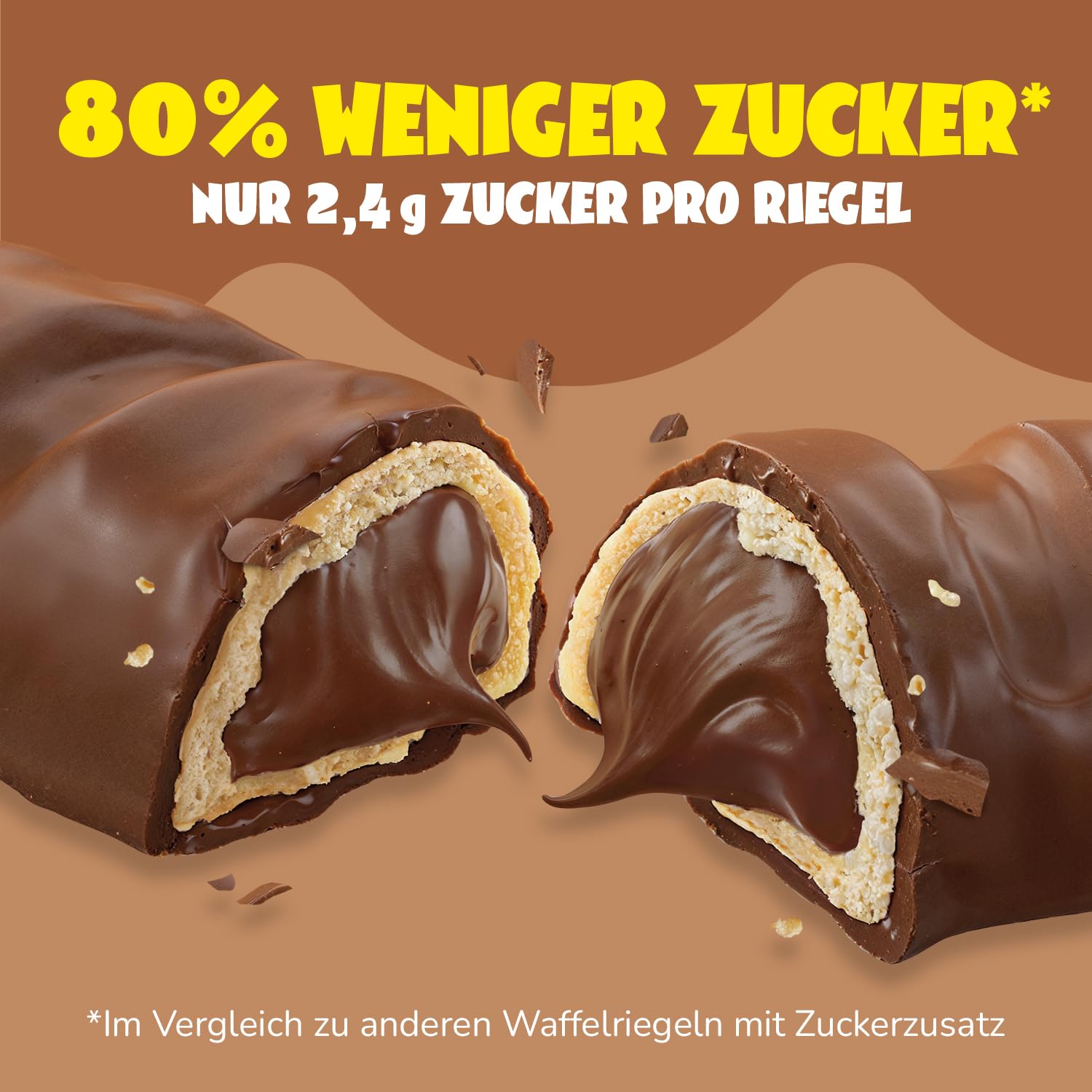 Detalle de Ahead Waffelriegel Crazy Hazel 12 x 30 g – knusprige Waffel mit Kakao-Haselnuss-Füllung, glutenfrei & zuckerarm