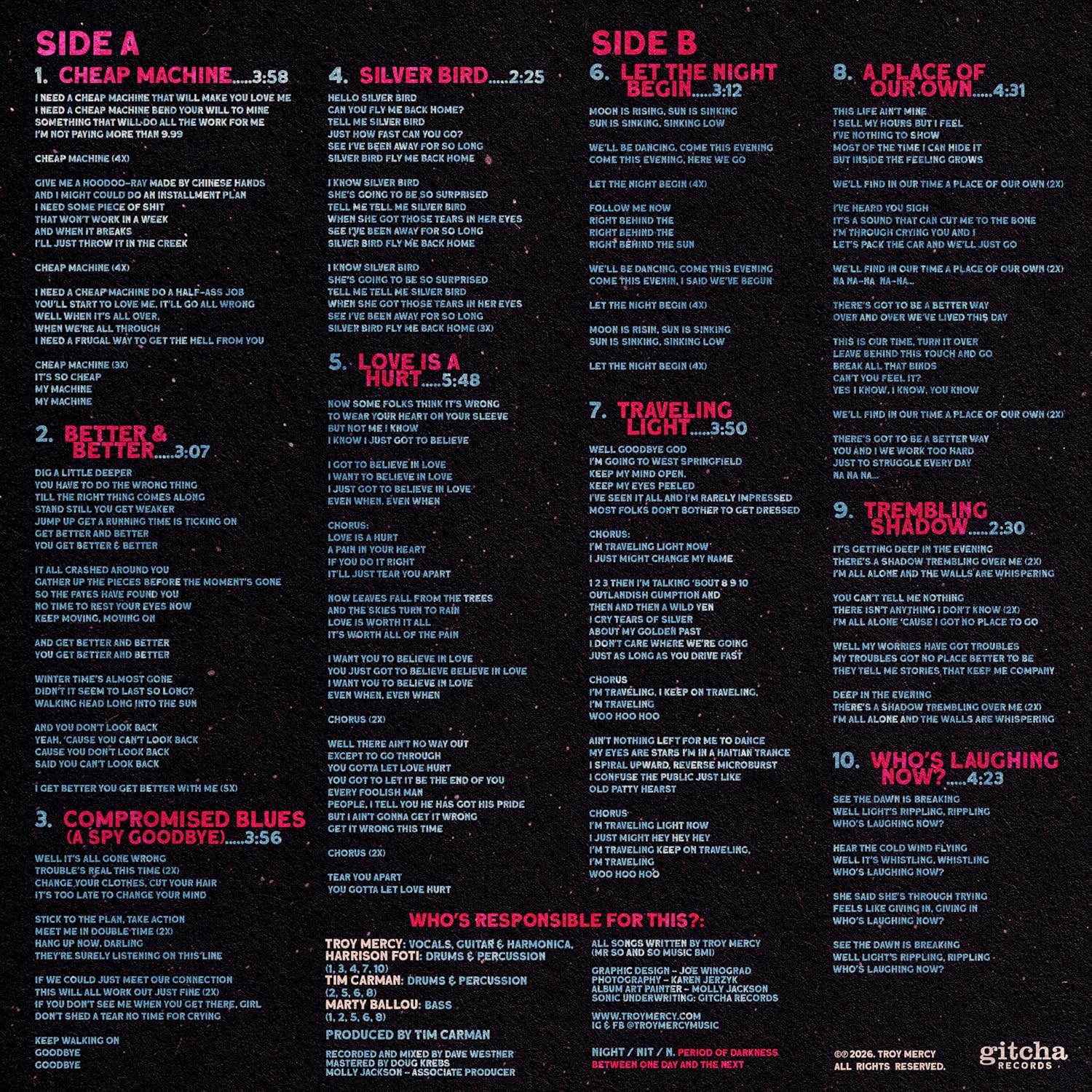 Detalle 2 de Troy Mercy Let The Night Begin Vinyl Record