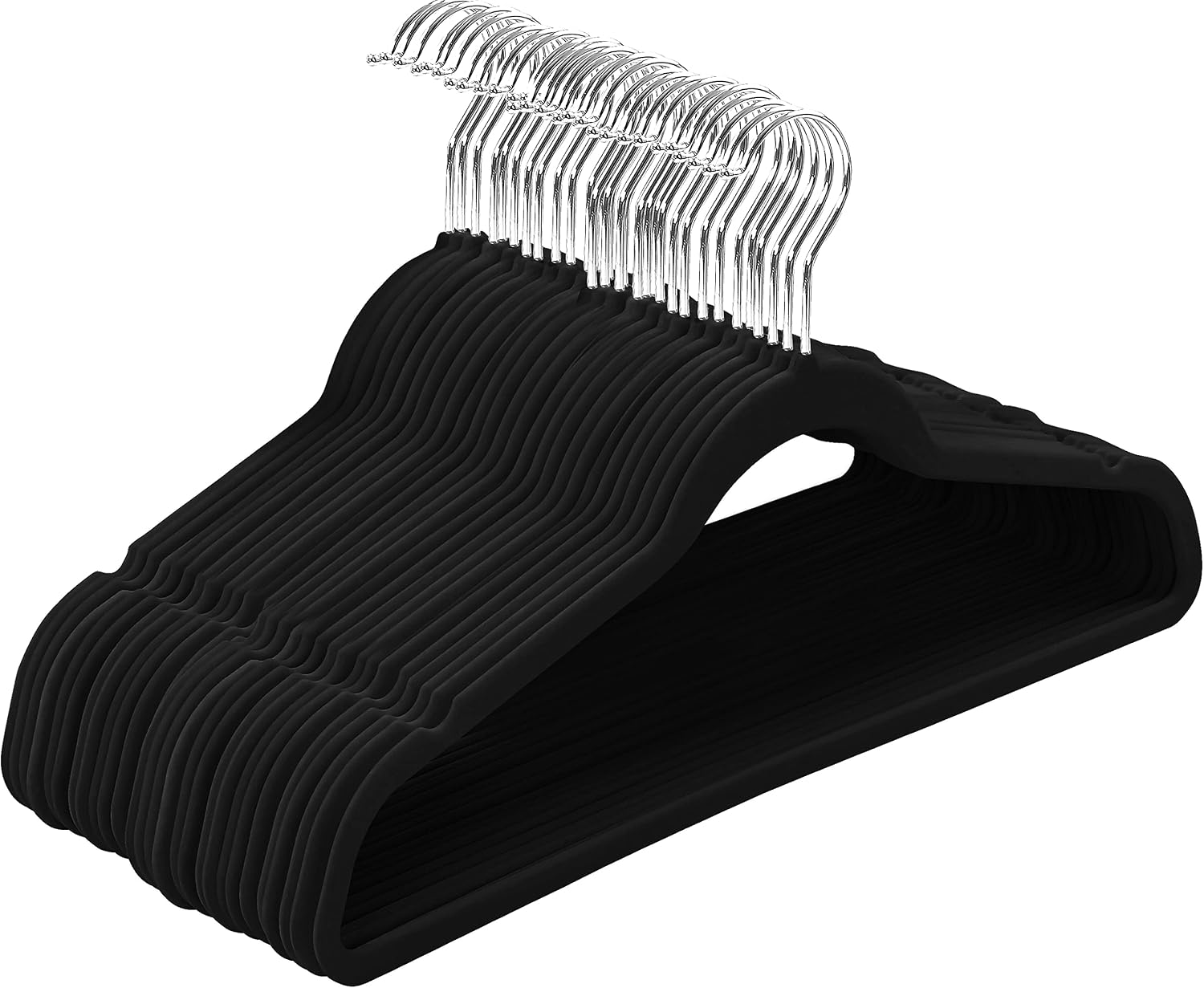 Detalle 1 de Utopia Home Premium sammetshängare, svart 50-pack med halkskydd