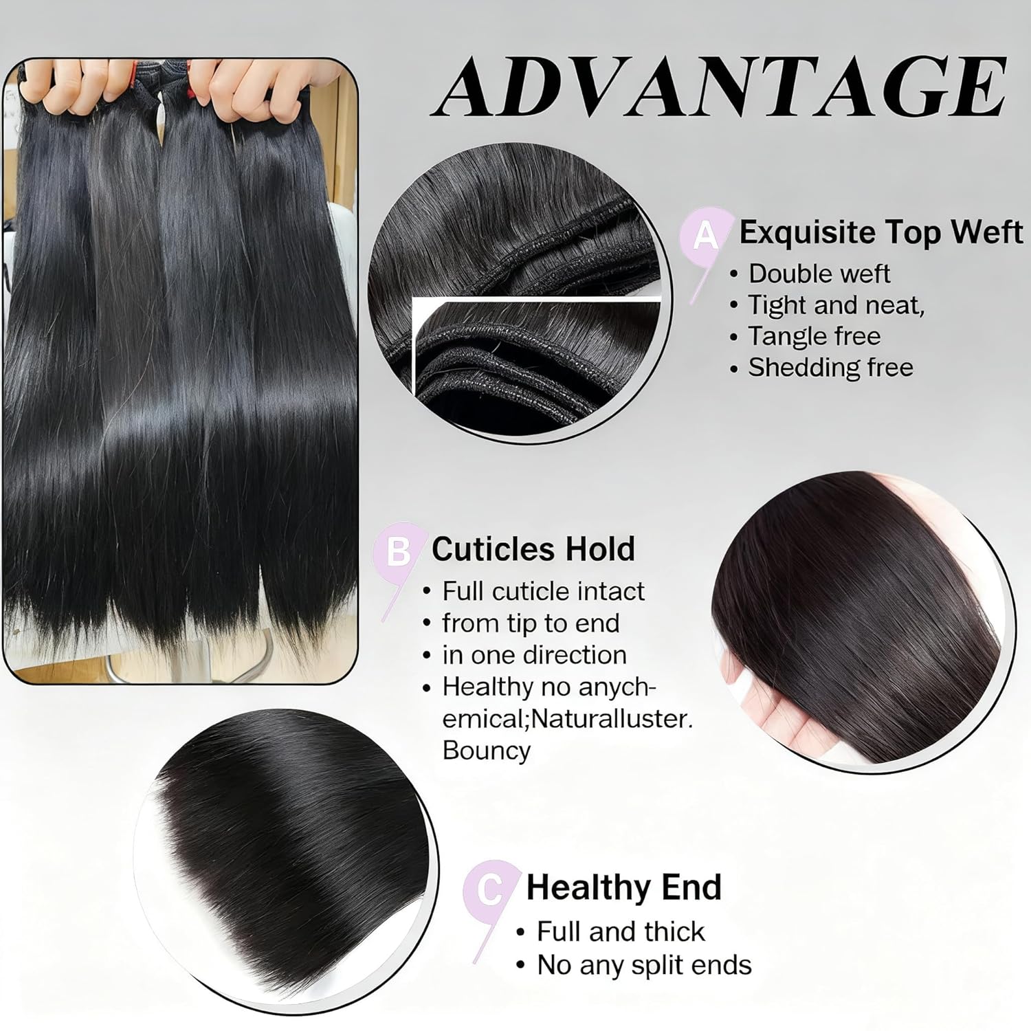 Detalle de 12A Human Hair Extensions, 16-22 Inch