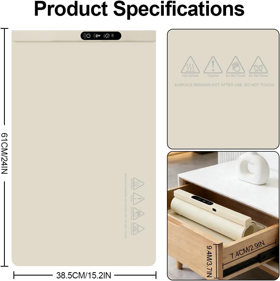 Detalle de Vicloon V-NCDML-EU-FBA Silicone Food Warming Mat, 6 Heat and Timer Settings