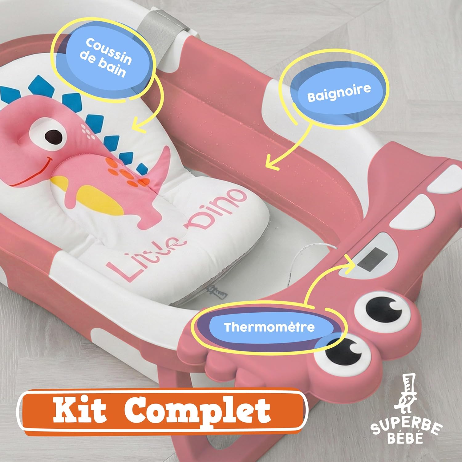 Thumbnail 2 de Baignoire Bébé Pliable XXL avec Coussin de Bain et Thermomètre Intégré – SUPERBE BEBÉ