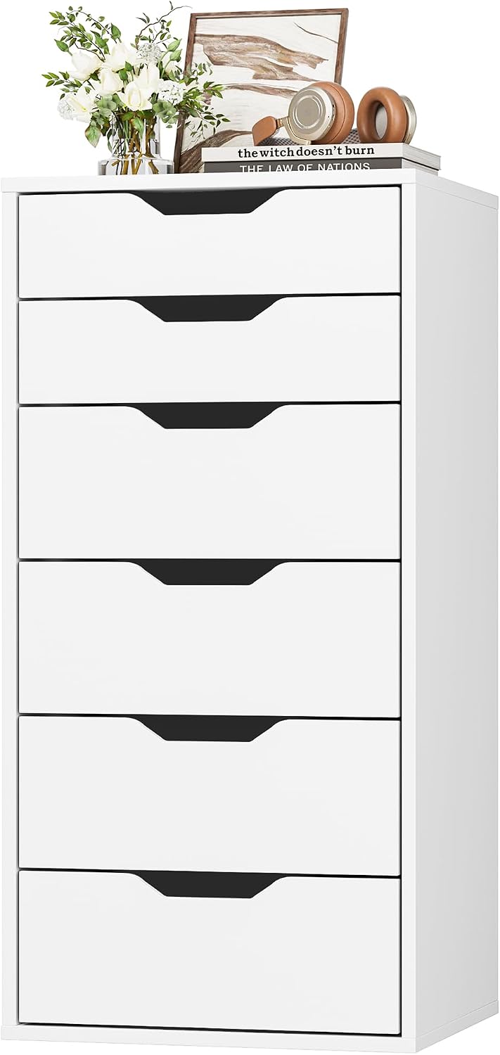 Detalle de FOREHILL M279 6-Drawer Chest of Drawers, White, 45 x 40 x 90.5 cm