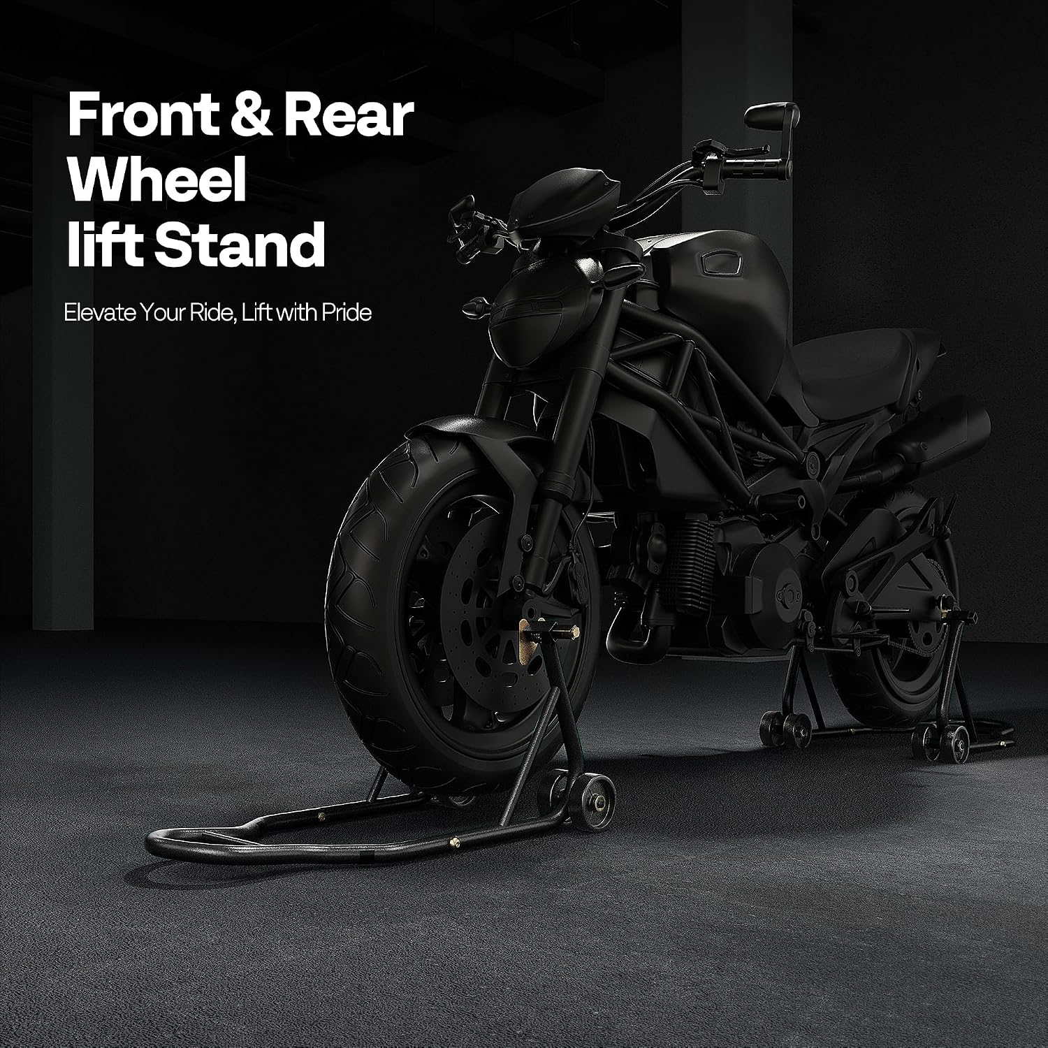 Detalle 2 de SPECSTAR Motorcycle Paddock Stand Combo (Front & Rear) 400kg Capacity with Adjustable Fork Heads