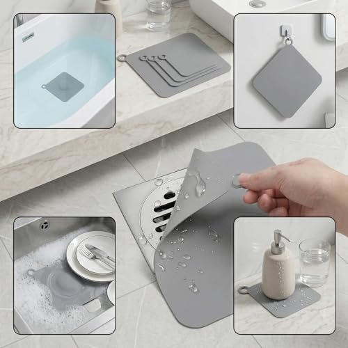Detalle de YEDOUALE copri scarico doccia in silicone, set da 4, 20×20 e 12×12 cm