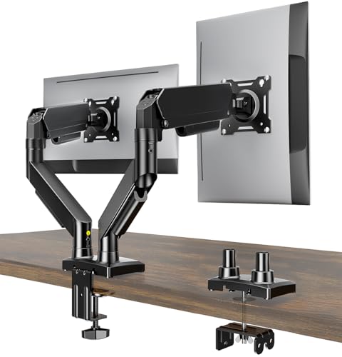 Detalle de AX WABER Dual Monitor Stand (AX09DB201): Adjustable Desk Mount for 17"–32" Screens