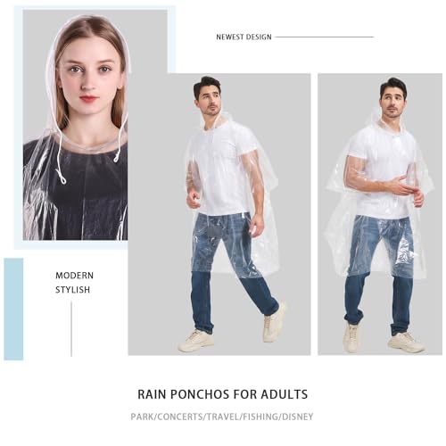 Detalle de TUNCHMO Disposable Rain Ponchos for Adults 6 Pack Extra Thick