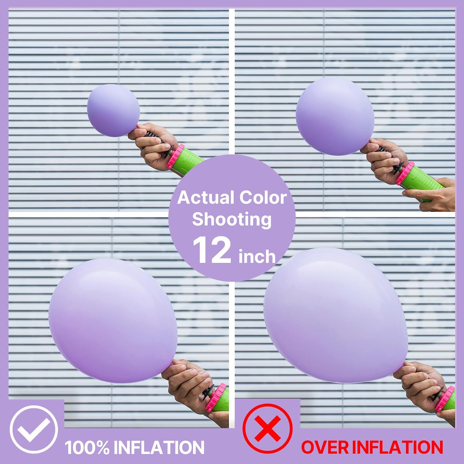 Detalle 2 de PartyWoo Lavender Balloons 120pcs Mixed Sizes Balloon Arch Kit (18, 12, 10 & 5 Inch) — Light Pastel Purple Lilac