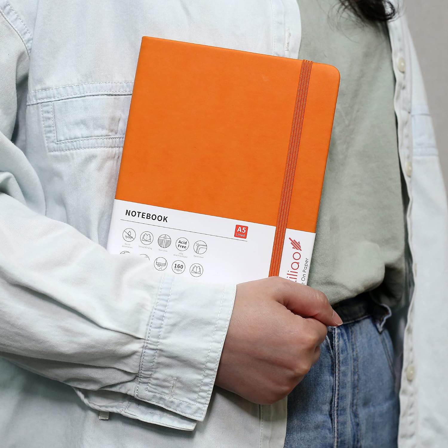 Thumbnail 6 de Deziliao D0005 A5 Hardcover Notebook, 160 Pages, 100 gsm Ruled Paper, Orange