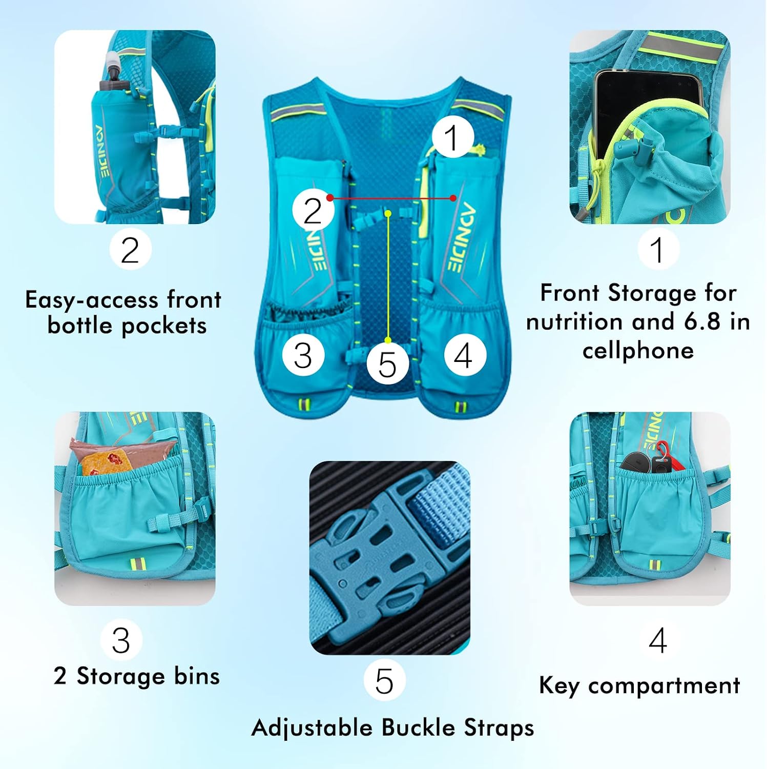 Thumbnail 2 de Geila Hydration Backpack: Running Hydration Vest for Marathon Training