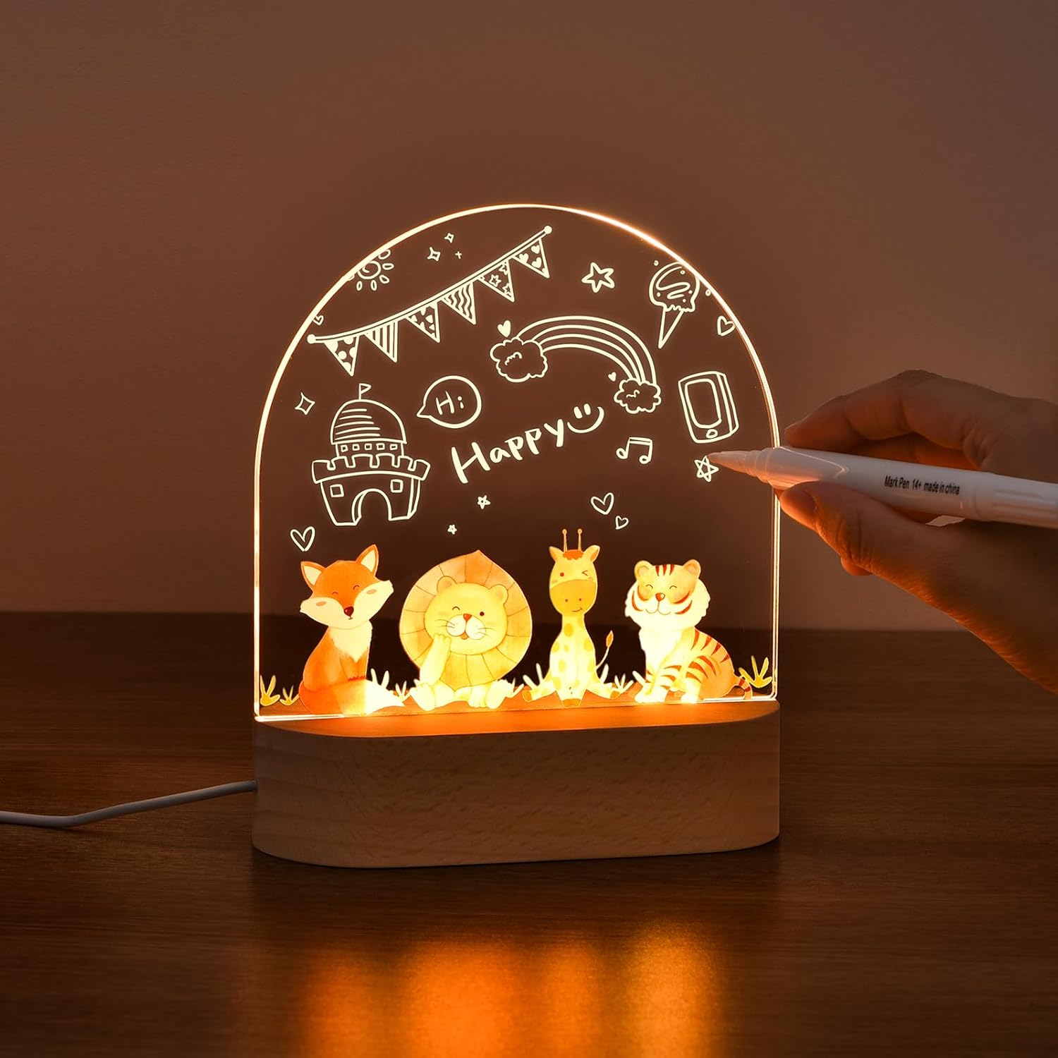 Detalle de OTraki Night Light Kids – Personalised LED Night Light for Children with DIY Erasable Panel