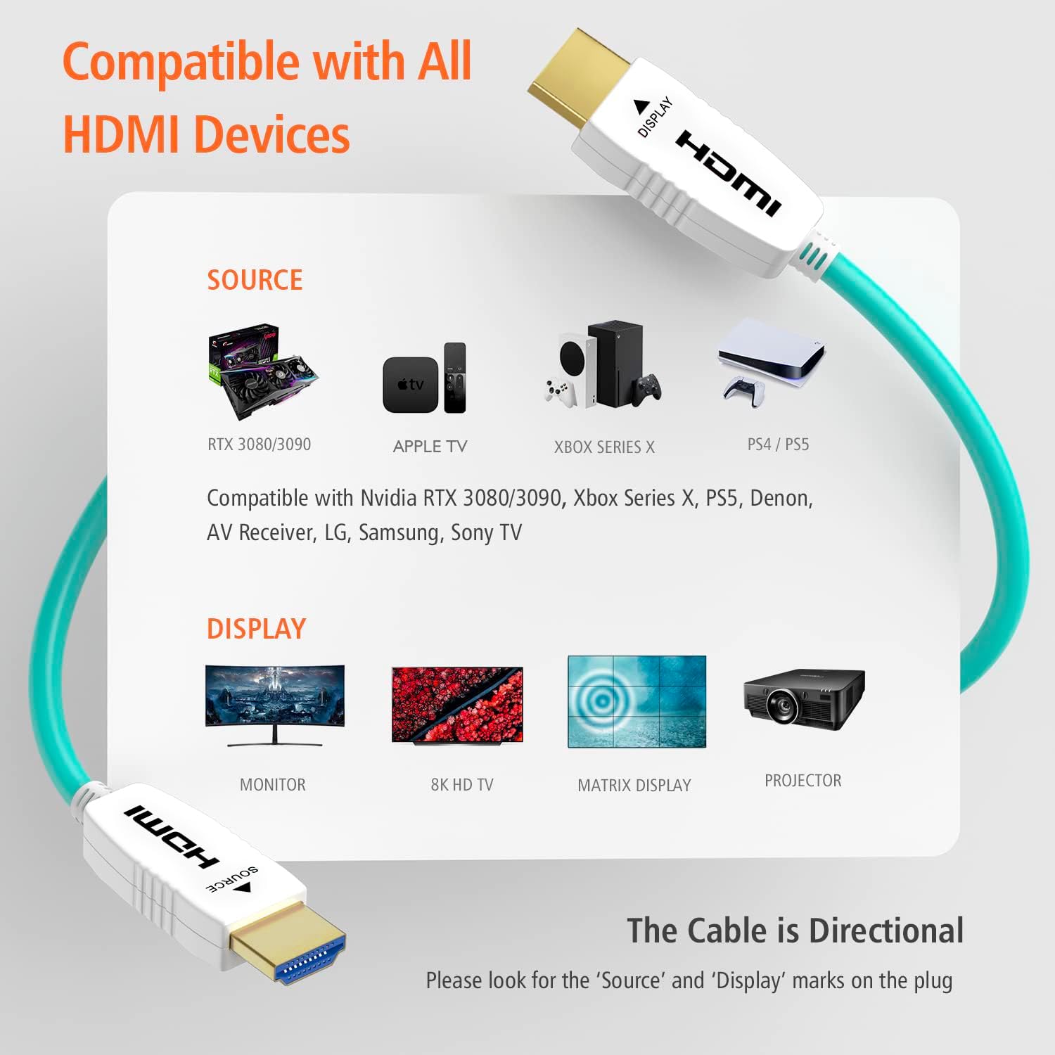 Thumbnail 4 de RUIPRO Câble HDMI 2.1 fibre optique 8K 50 m – 48 Gbps, 8K@60 Hz, 4K@120 Hz