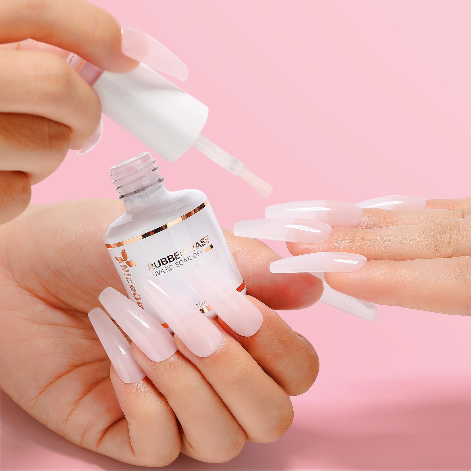 Detalle 2 de Nicedeco Rubber Base 15ML Clair – Vernis Semi Permanent Gel Sans HEMA pour Renforcement et Réparation