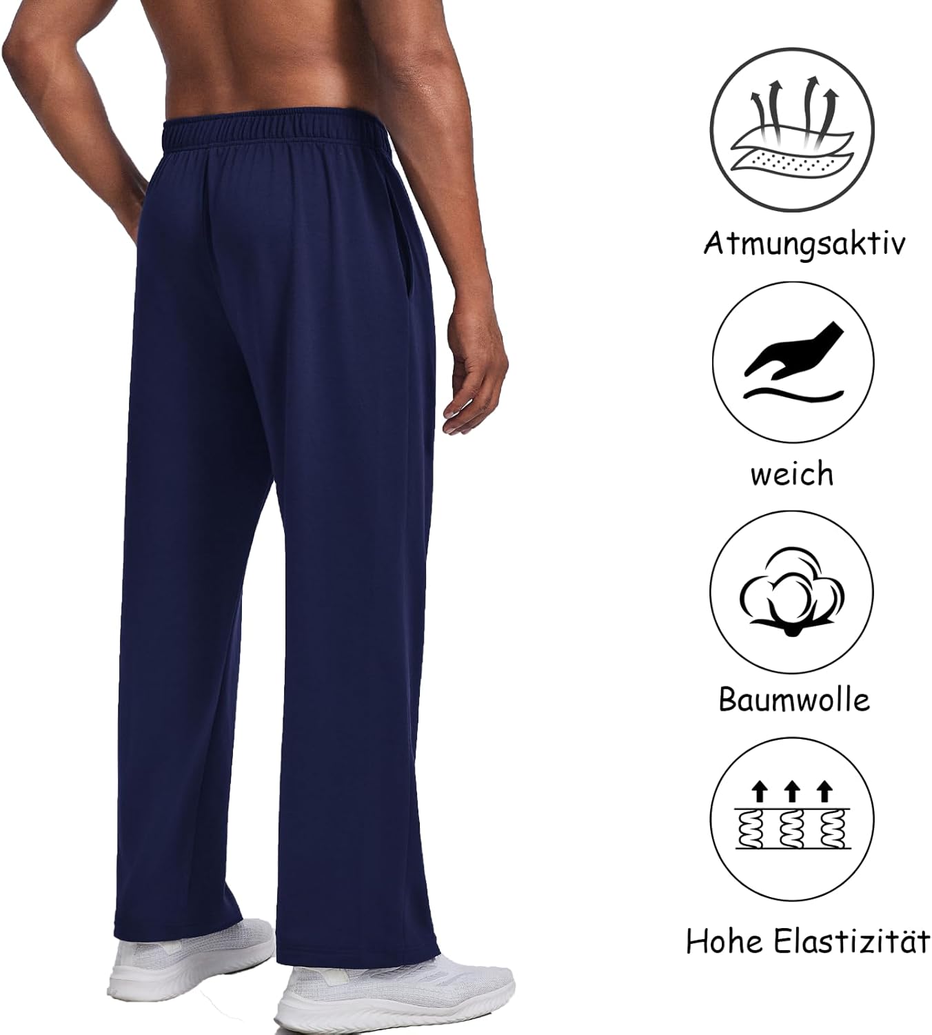 Thumbnail 2 de PINSPARK Reha-Hose Herren mit durchgehendem Reißverschluss – lange Sporthose aus Baumwolle mit Taschen