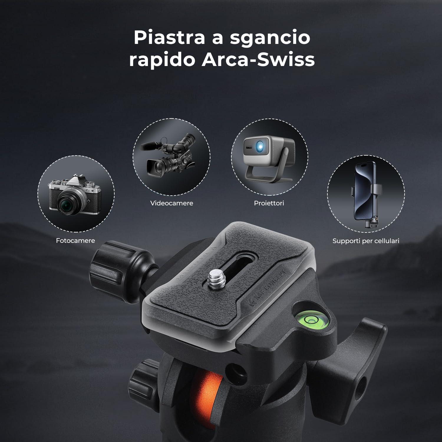 Thumbnail 4 de K&F CONCEPT Testa panoramica da 36 mm per treppiede – 8 kg, attacco Arca Swiss e rotazione a 360°