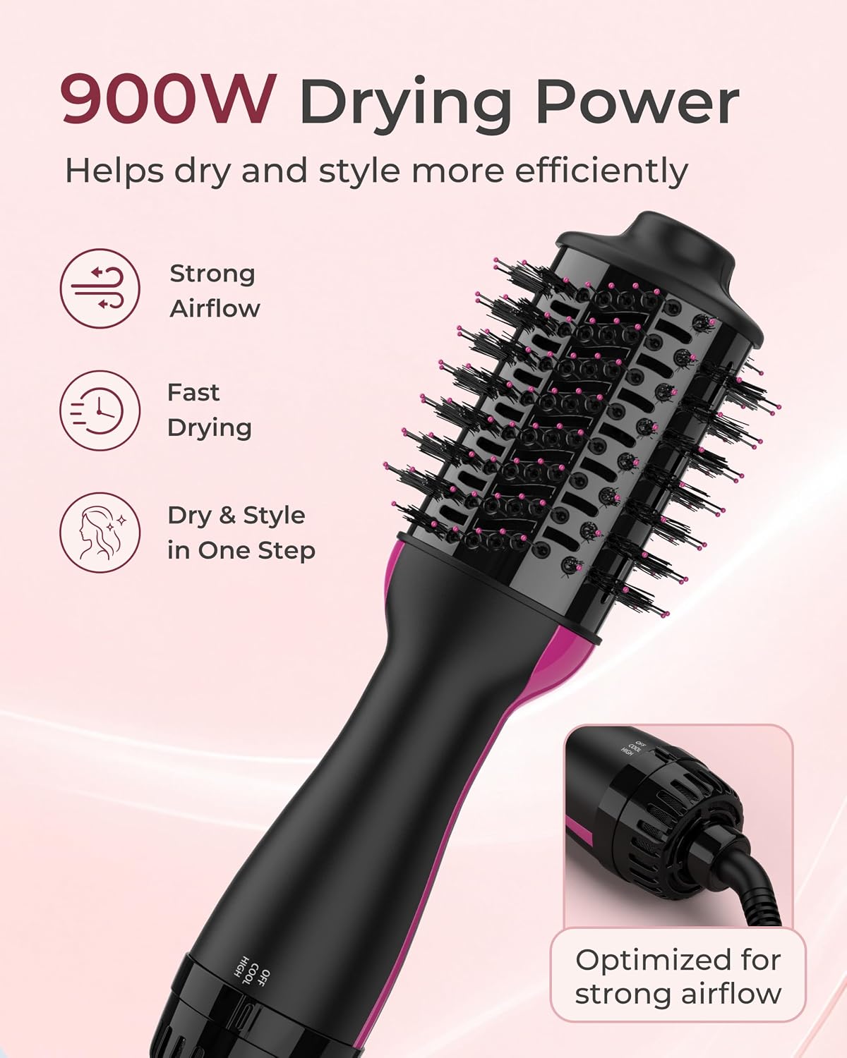 Detalle 2 de Umeely Mini Hair Dryer Brush