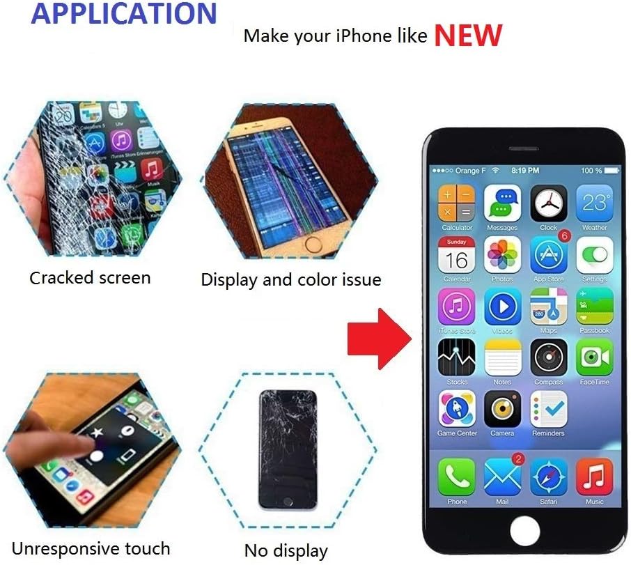 Detalle de Brinonac iPhone 8 / SE 2020 4.7-inch Screen Replacement (LCD Digitizer) – Black, full set with tools & screen protector