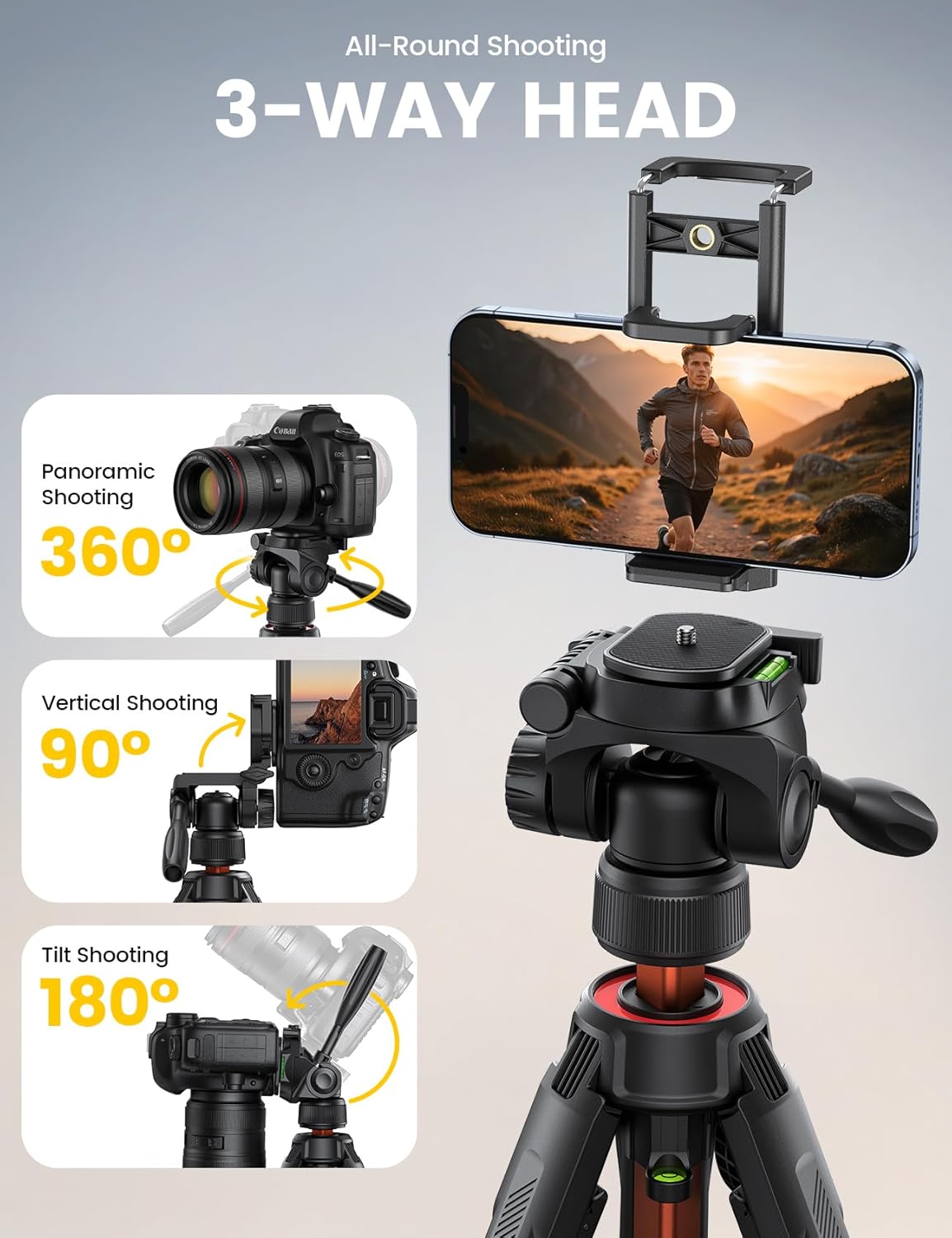Thumbnail 3 de Lamicall 67 inch camera tripod with 8kg load