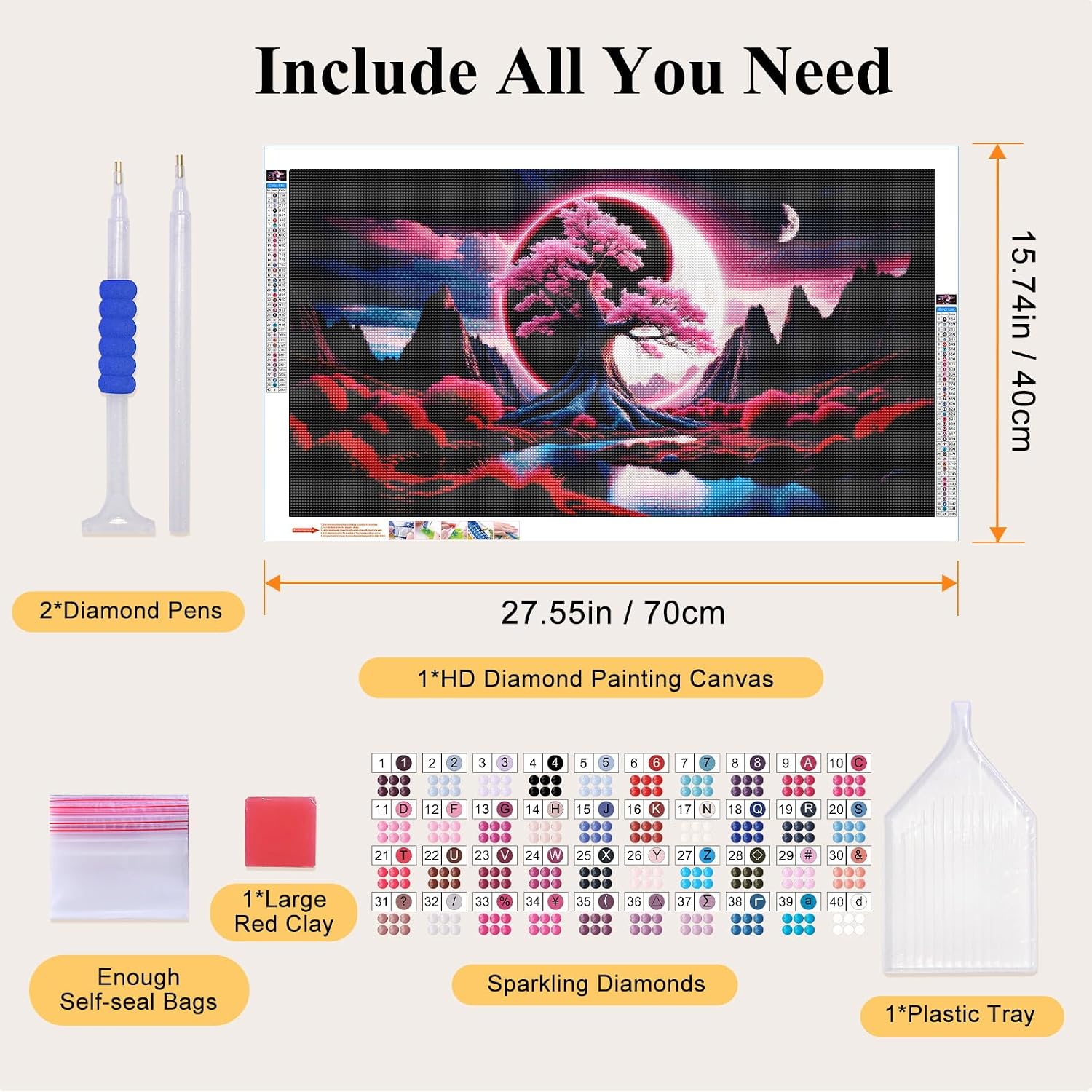 Detalle de SparkGlow diamond painting kit, 27.5 x 15.7 inches