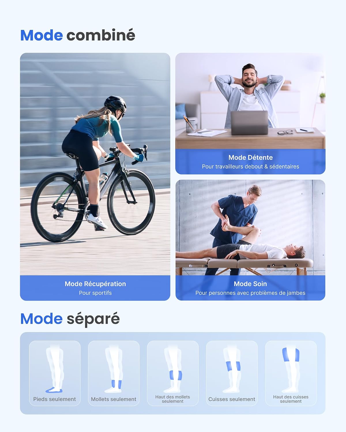 Detalle de RENPHO bottes de pressothérapie sans fil pour jambes avec capteur de pression intelligent